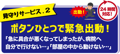 見守りサービス２。ボタンひとつで緊急出動！